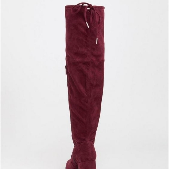 Torrid Berry color sz 11.5 Block Heel Over The Knee Boot wide calf maroon new - Picture 2 of 6